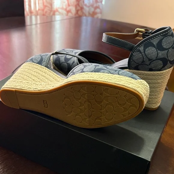 Coach Navy Espadrille Wedge Sandals - Picture 4 of 5